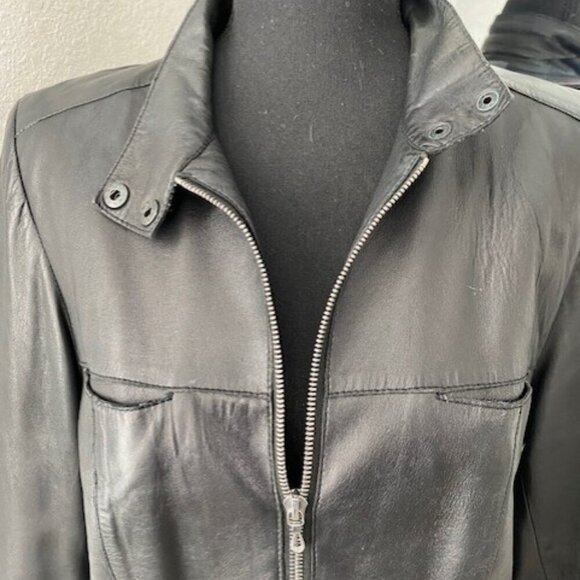 JOHN CARLISLE Black Leather Moto Jacket Coat Medium - Picture 12 of 14